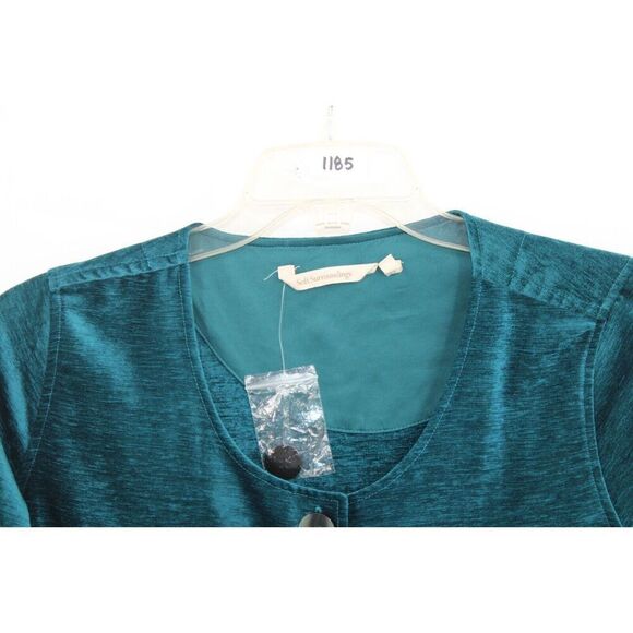 Soft Surroundings Fiona Button Front Shirt Blue Chenille Top 2CV93 sz M NEW - Picture 2 of 8